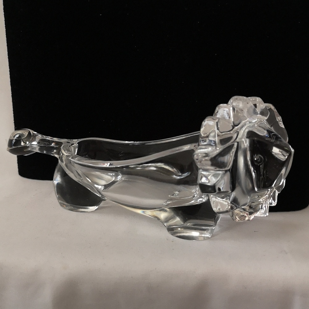 Vintage MCM Danish Design Crystal Lion Trinket / Candy Dish Lovely Heavy Quality